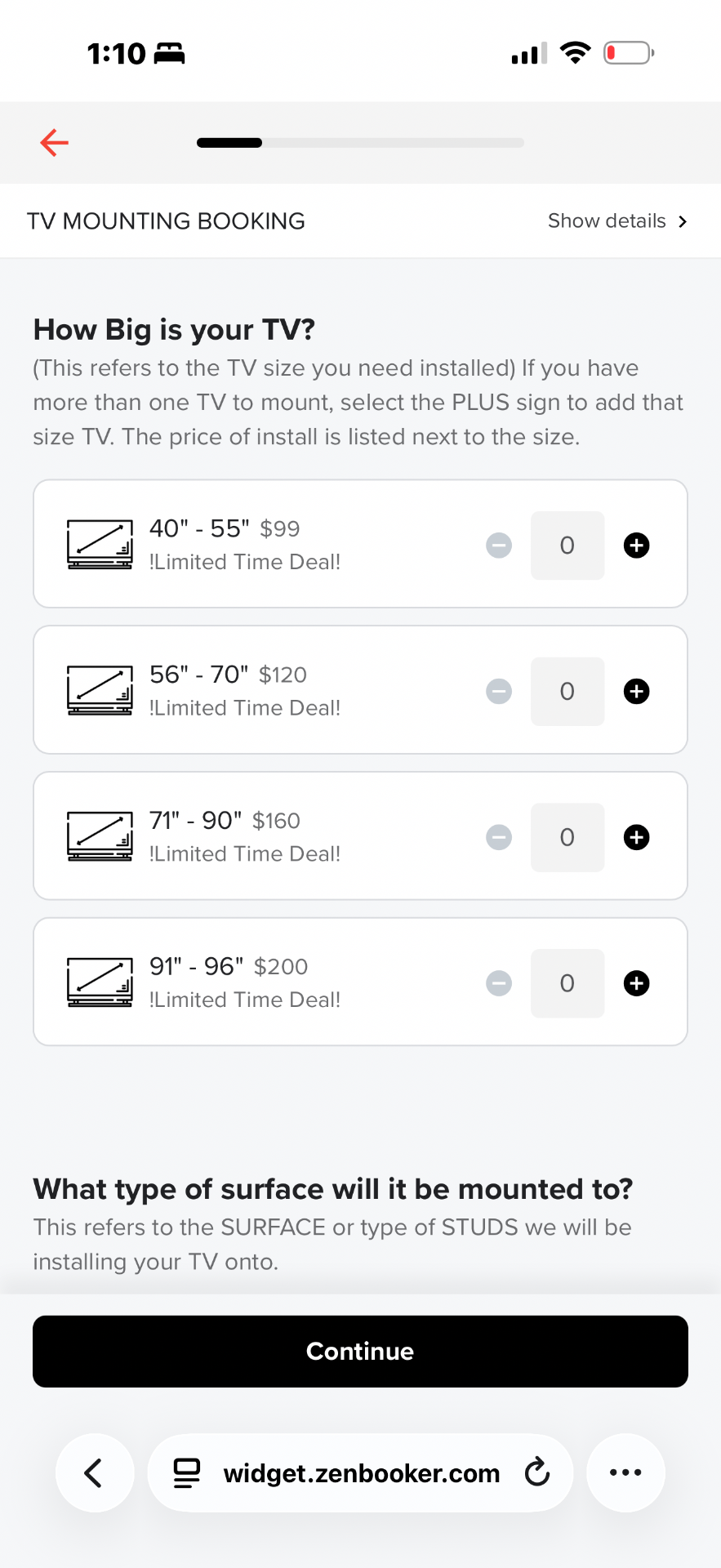 Self-booking calendar