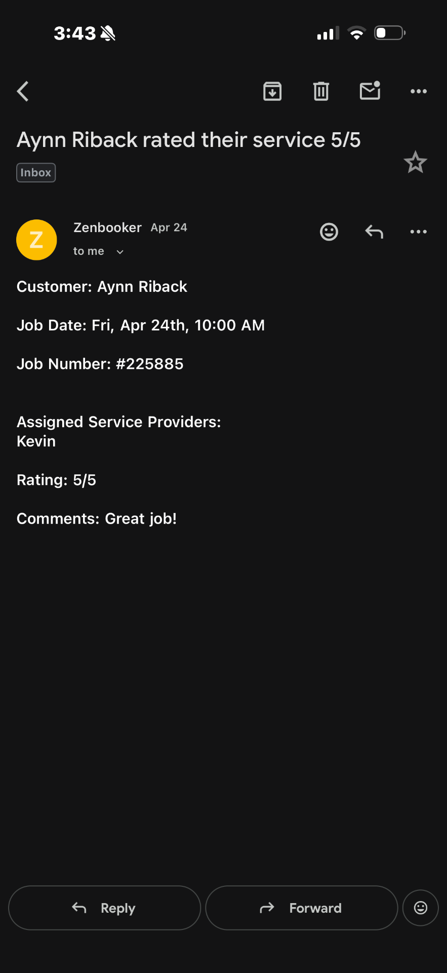 5 star service rating email